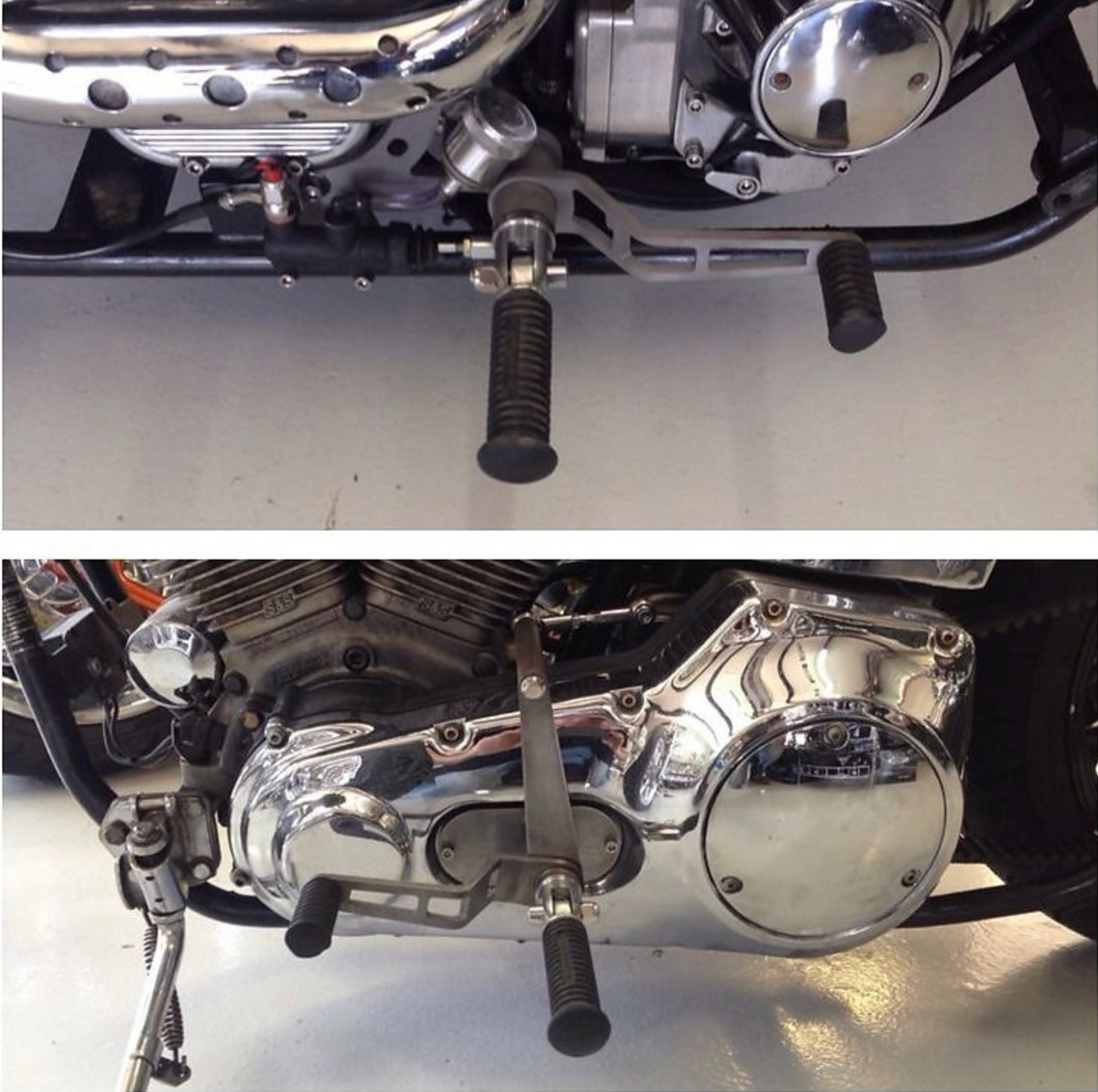 Mid Controls Motorcycle DMR Mid Controls for Stock Evo/Early TC Softail with enclosed primary ...